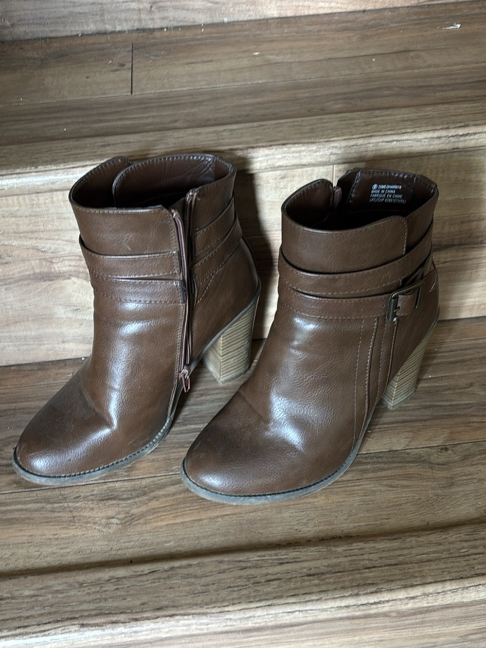 Women’s Brown Ankle Boots with Stacked Heel